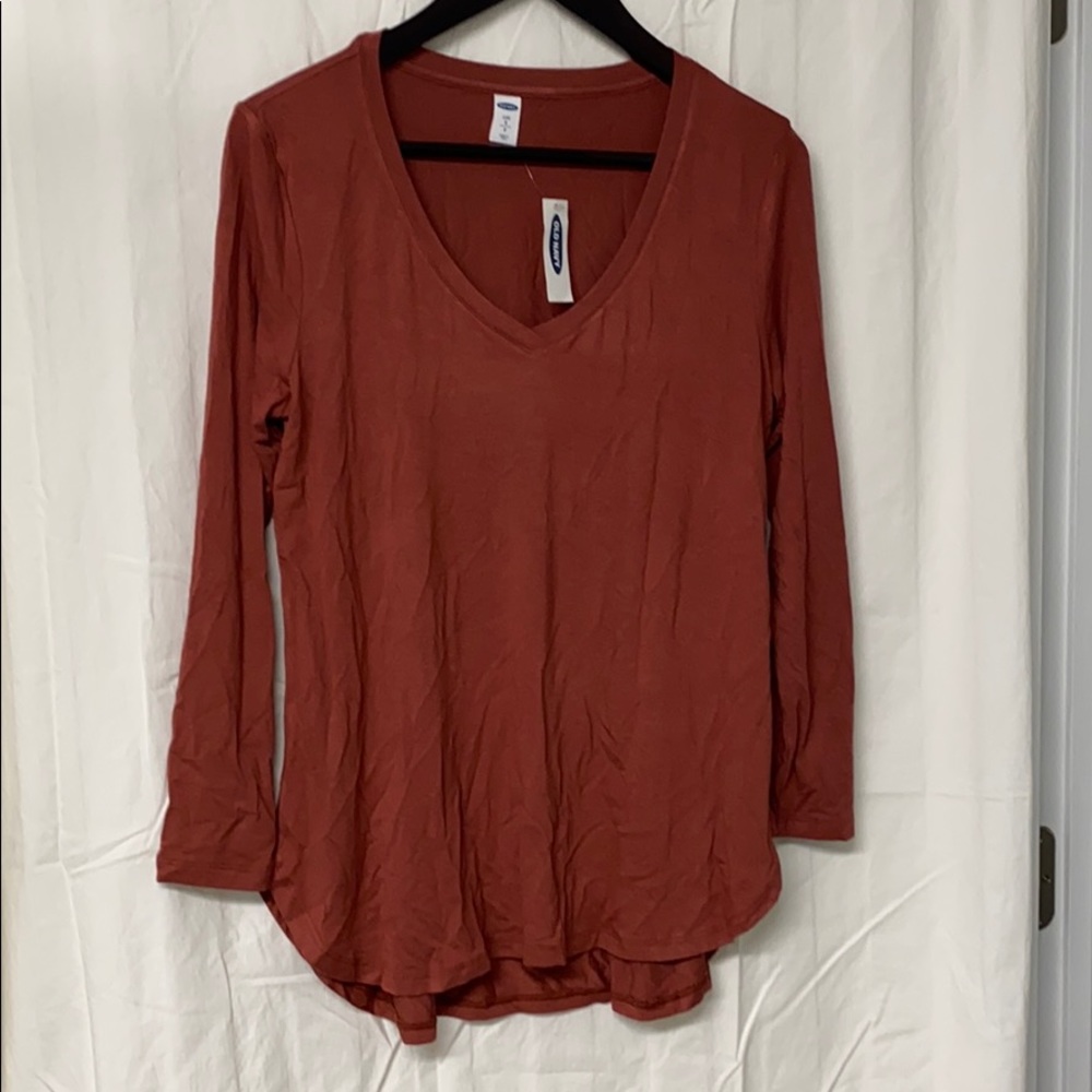 Orange/Coral V-Neck LS Tee